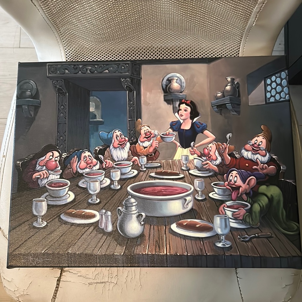 Disney Fine Art Snow White Canvas“Soup for Seven”2022 Epcot Festival of the Arts